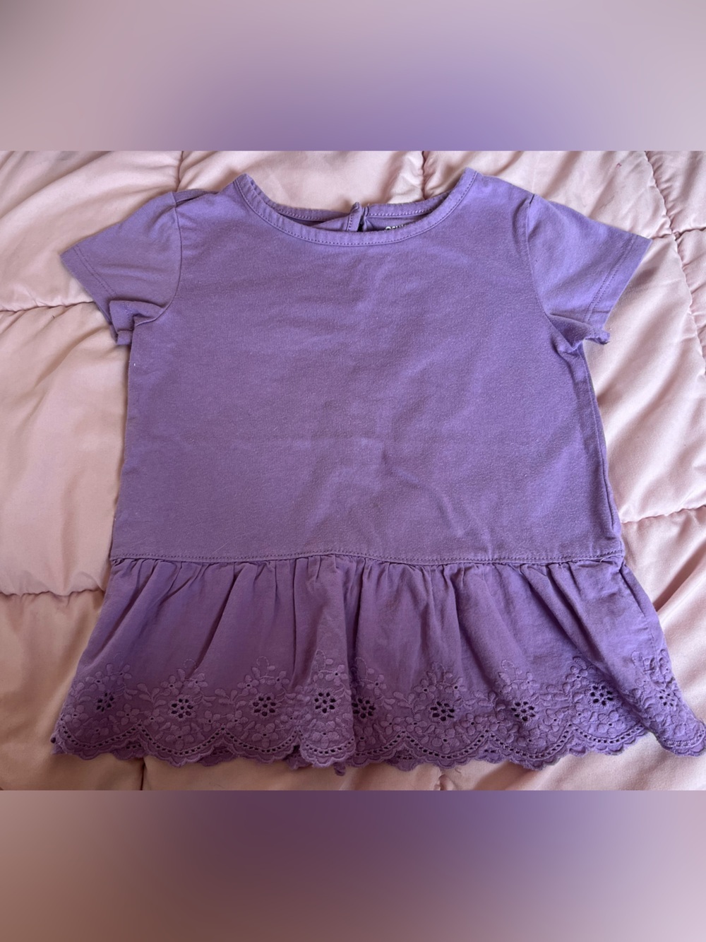 OshKosh B'gosh Lavender Lace-Hem Short Sleeve Tunic